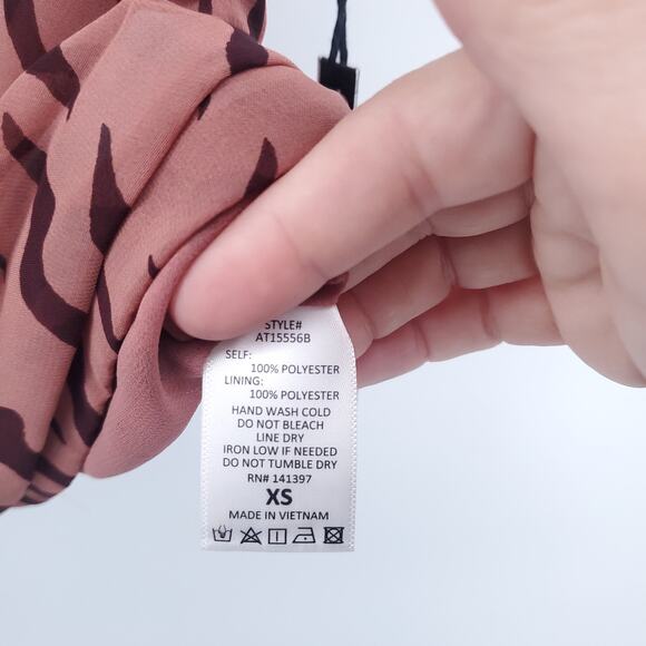 ASTR Retro Y2K Animal Mauve Zebra Blouse Top Strappy CrissCross Waist Zipper XS - Picture 7 of 13